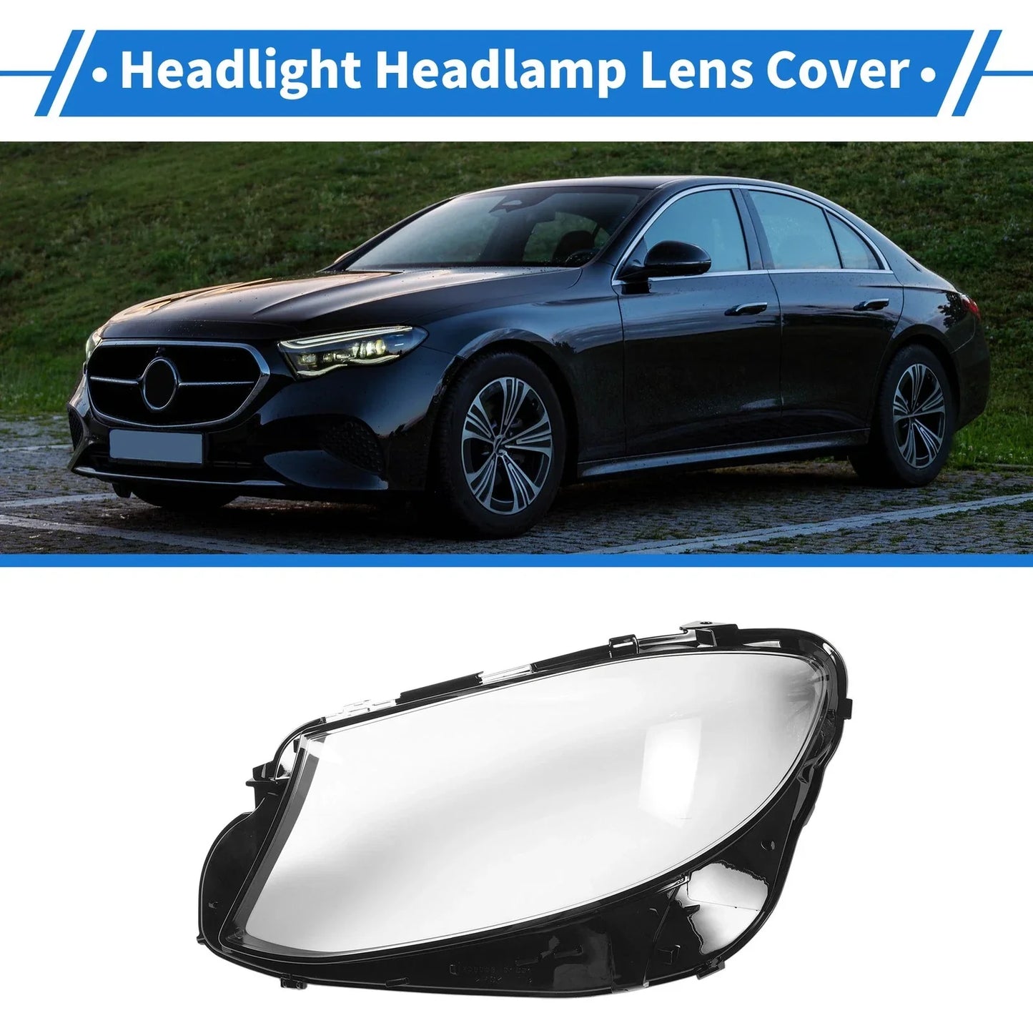 Car Front Left Headlight Lens Cover for Mercedes-Benz E-Class (2016-2021)