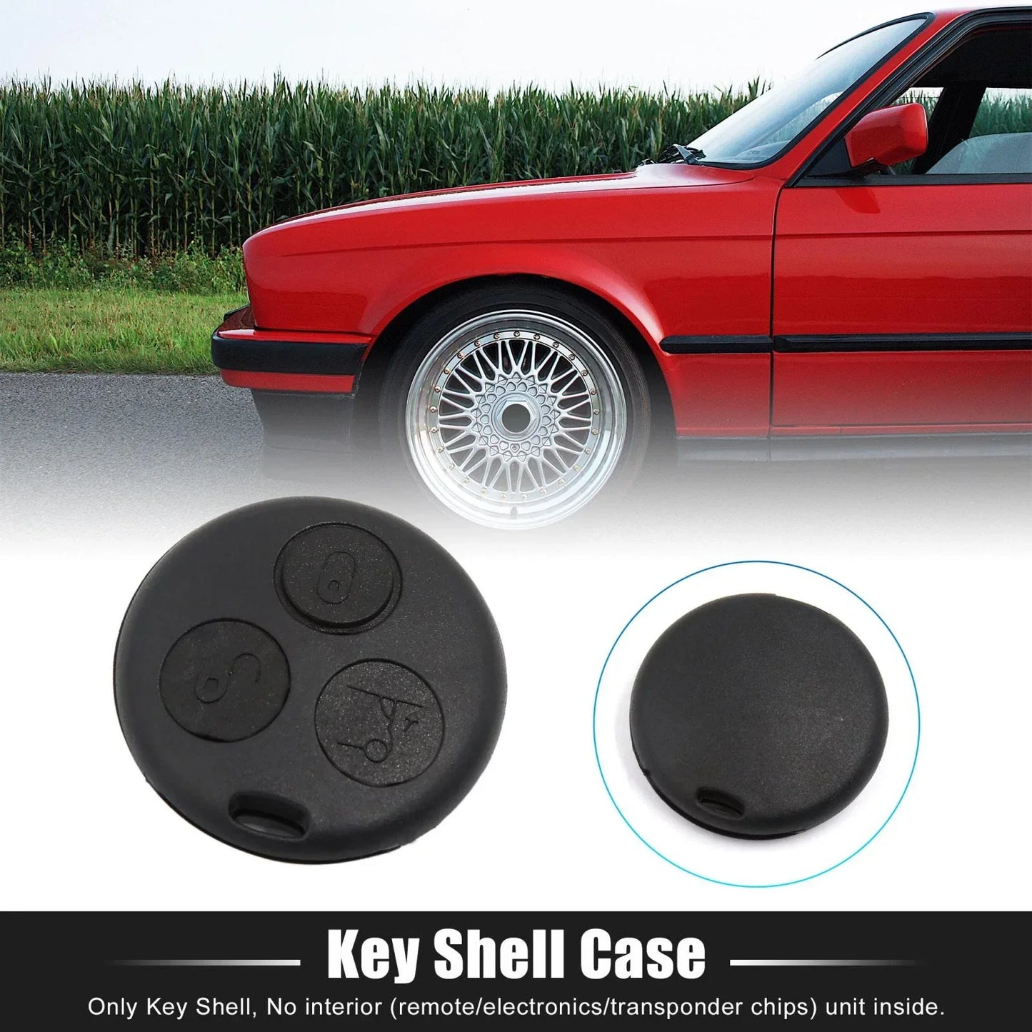 Key Fob Shell Case for SMART Fortwo & Mercedes-Benz 3 Button Black