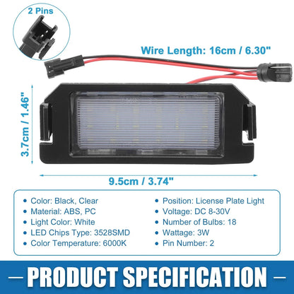 2 x White LED License Plate Lights for Hyundai Veloster (2012-2017)