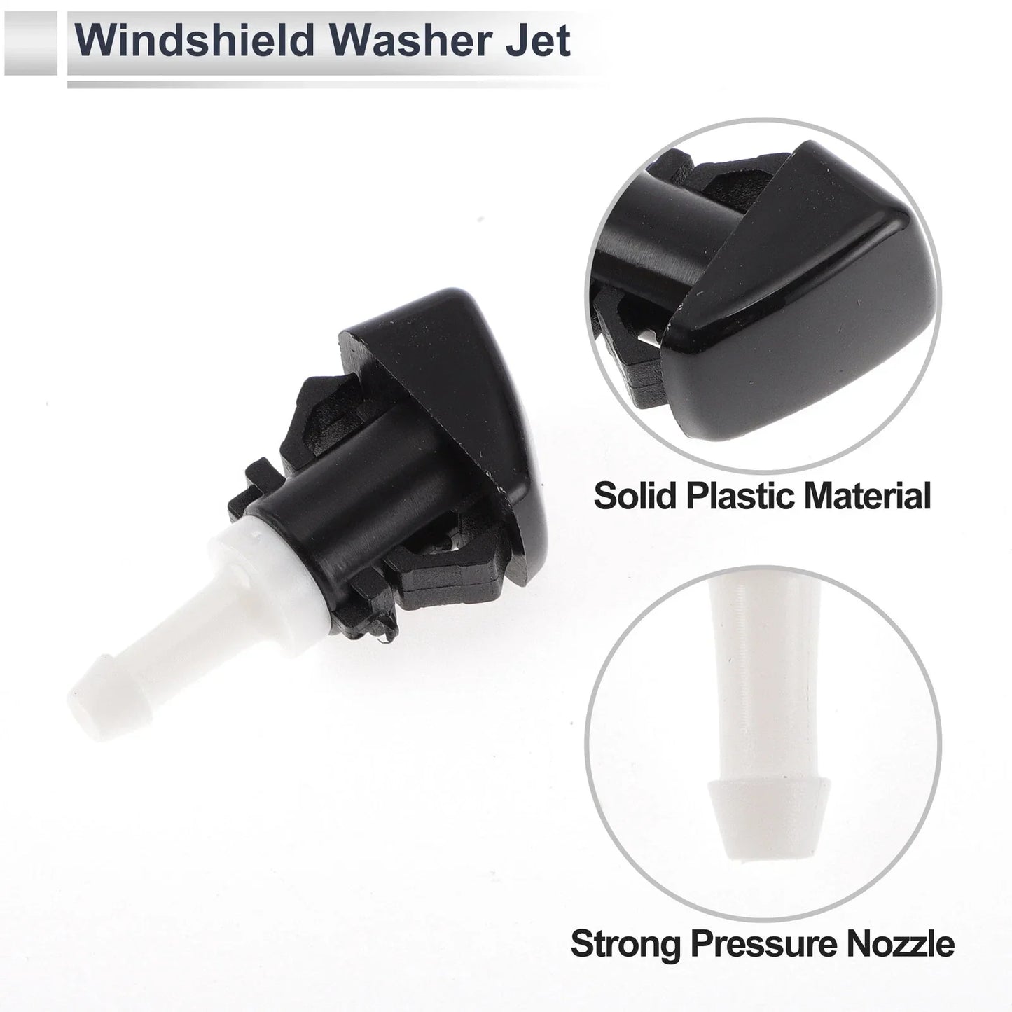 Windshield Washer Nozzle w/ 5" Hose Connector for Dodge - Black, White