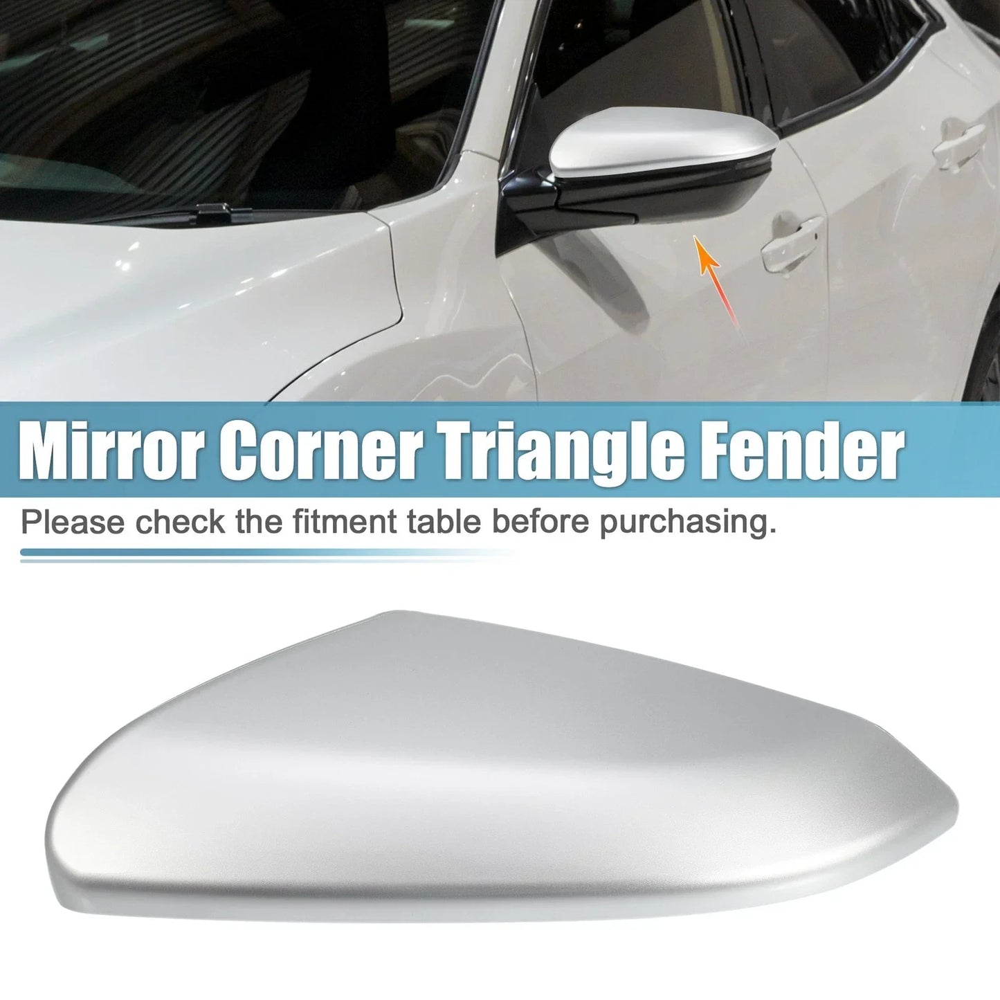 Mirror Corner Triangle Fender Cover Left for Honda Civic (2016-2019) Silver