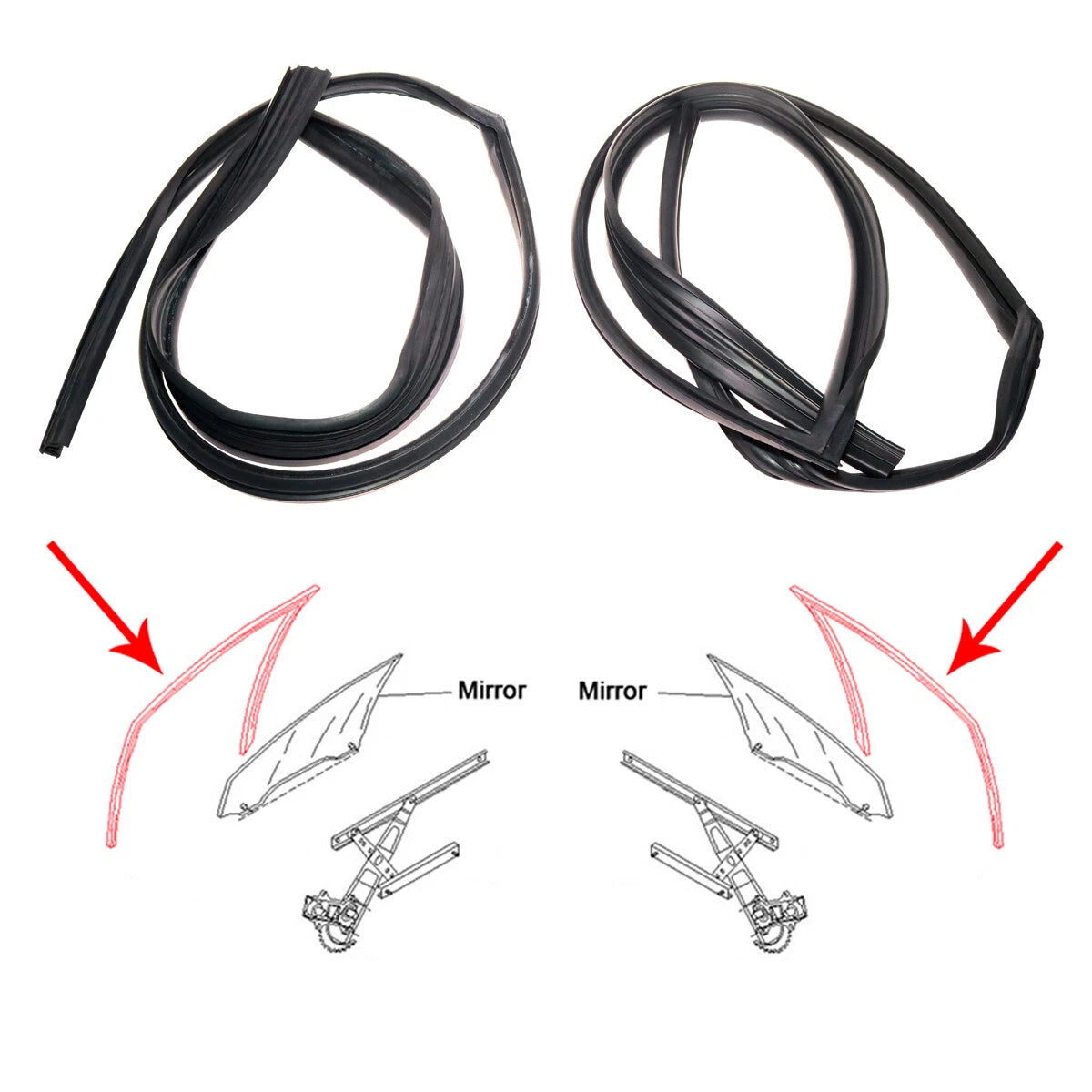 Front Door Glass Run Channel Seal for Honda Civic Sedan DX 1991-1995