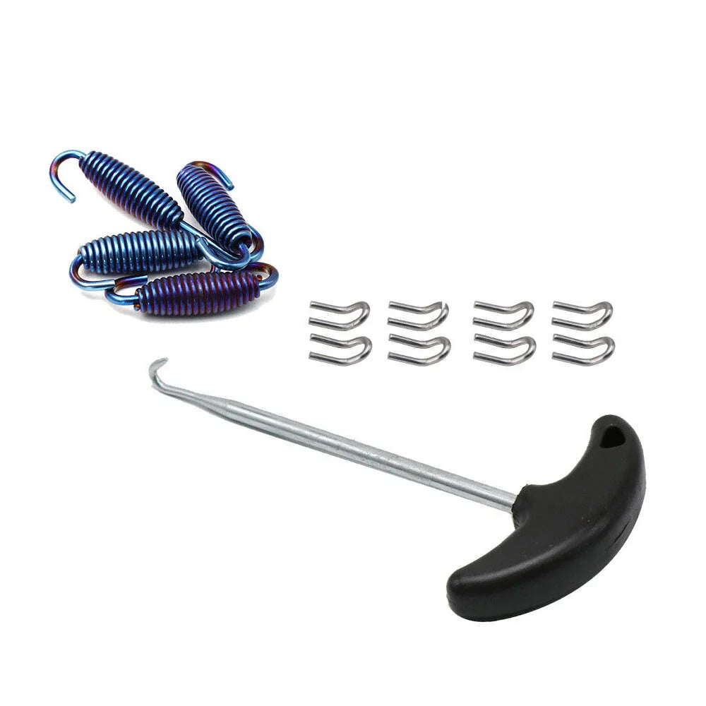 Blue Steel Exhaust Pipe Muffler Mounting Springs Hooks for Motorcycle (N/A)