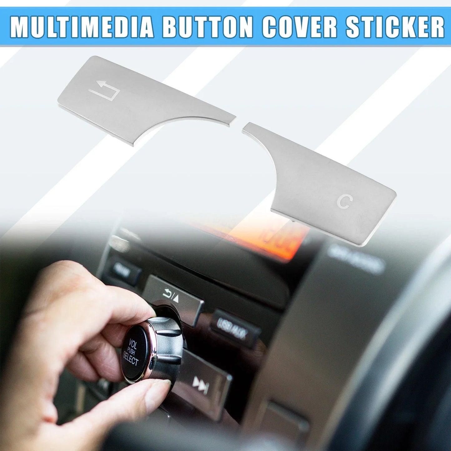 Multimedia Radio Button Cover for Mercedes-Benz GLK X204 (2010-2015) 2 x ABS Silver Tone
