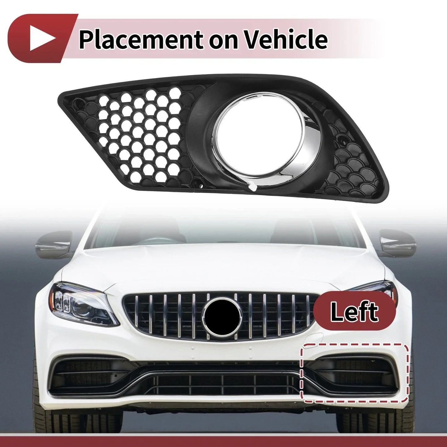 Front Left Fog Light Grill for Mercedes-Benz C300 (2008-2012)