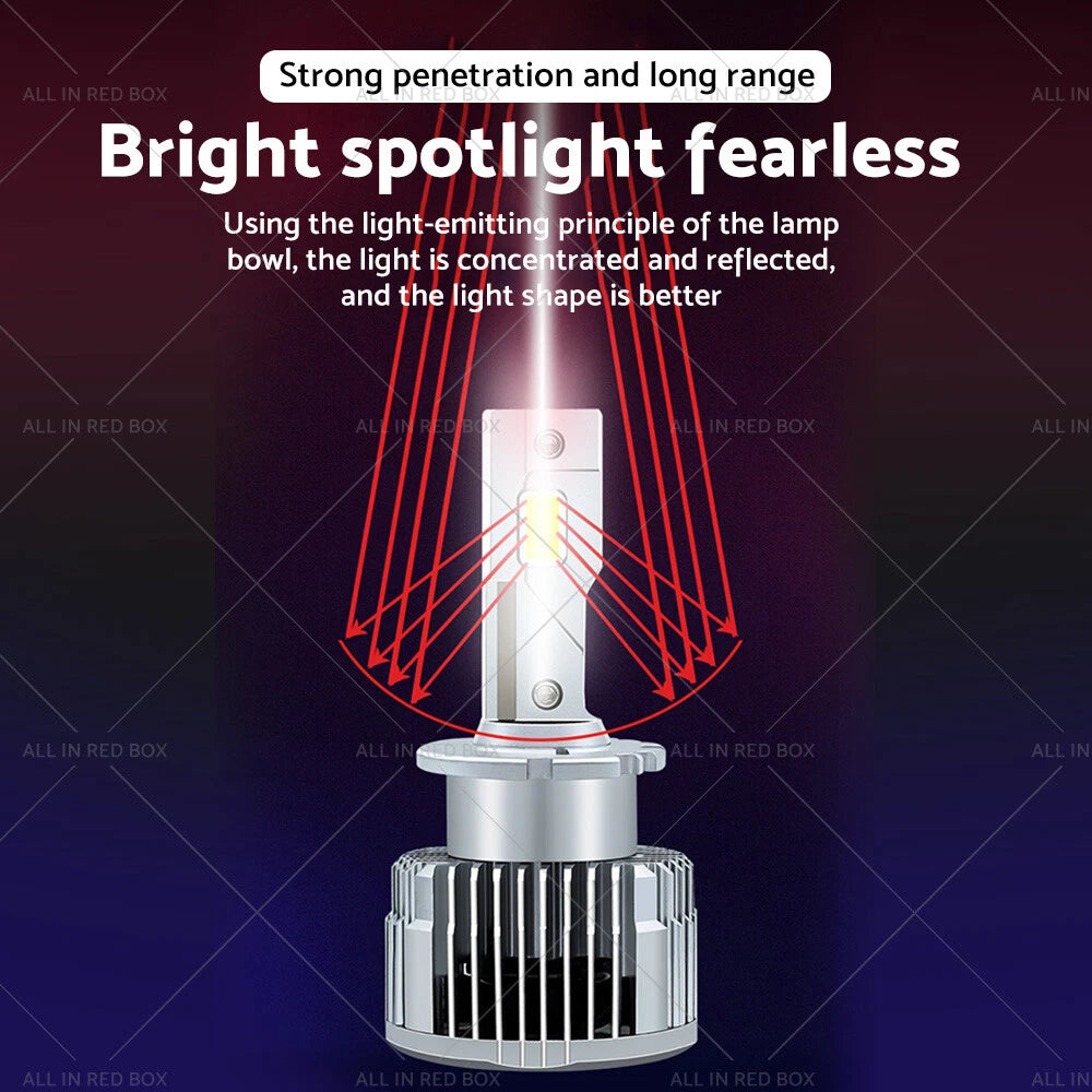 Pair of D2S LED Headlight Bulbs 6000K White for Car (90W)