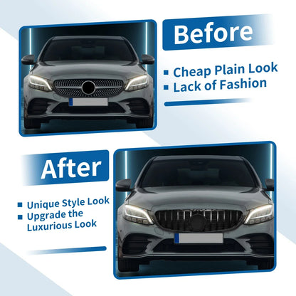 Front Upper Bumper Grille for Mercedes-Benz C250 (2015-2018) Black
