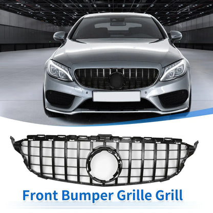 Front Upper Bumper Grille for Mercedes-Benz C250 2013-2016 Black Grills