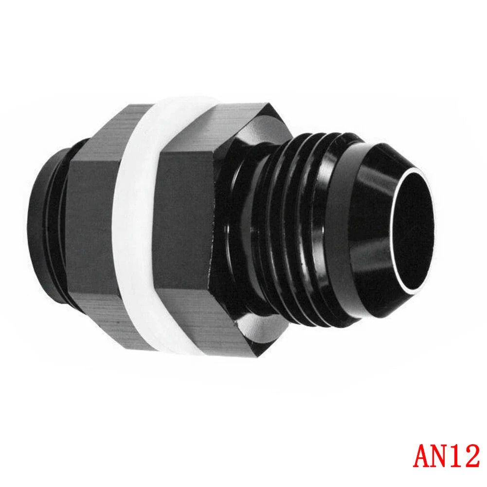 AN12 Flare Fuel Cell Bulkhead Fitting w/ Washer for Black Aluminum