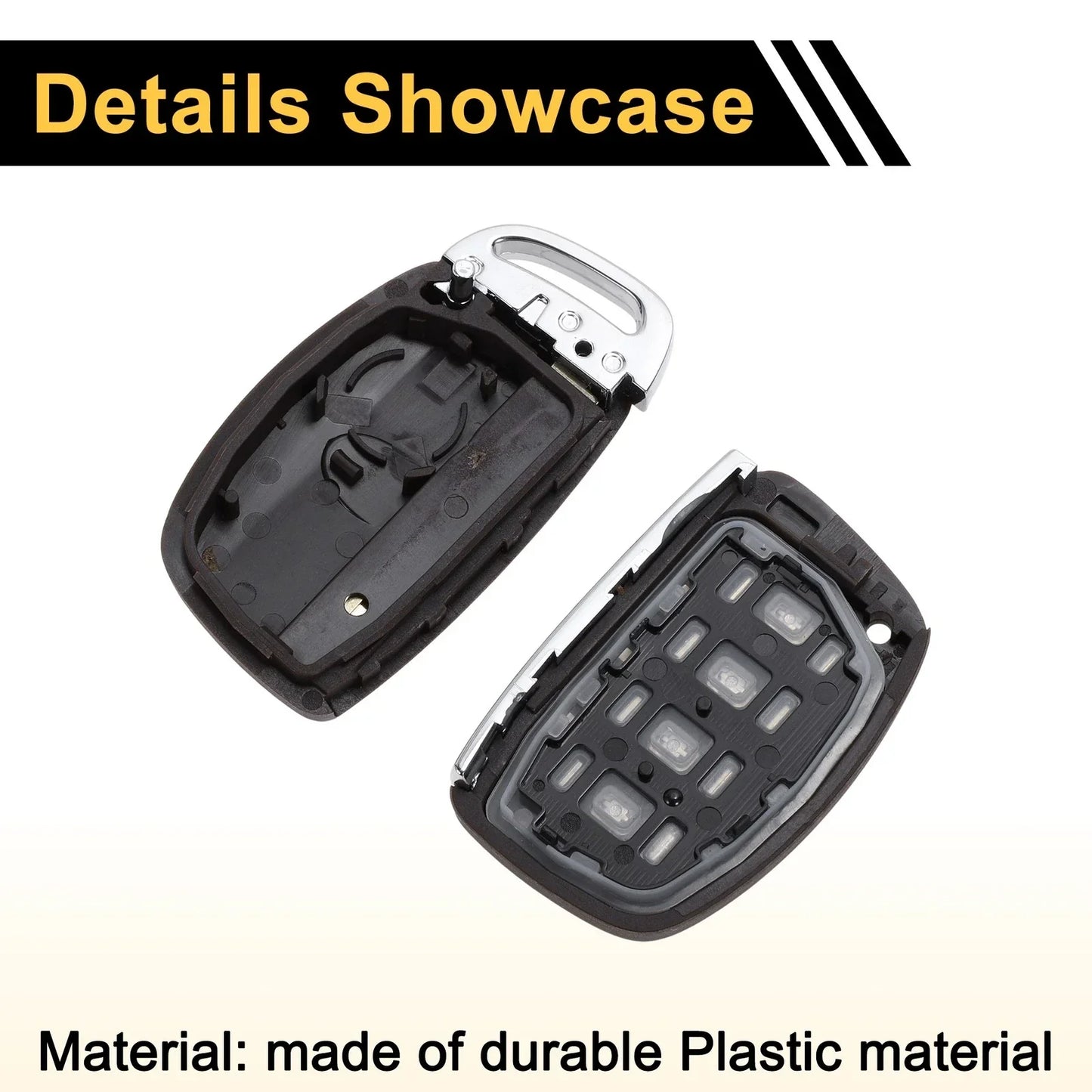 4 Button Key Fob Shell Case for Hyundai Tucson (2015-2021) Brown Silver Tone