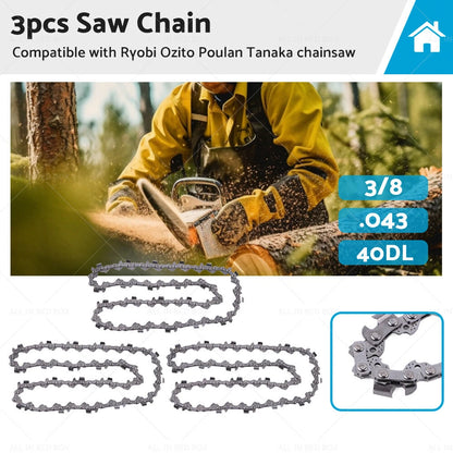 3PCS 10" Chainsaw Chain 3/8 .043 40DL for OZITO OCS-018 PXCCSS-018