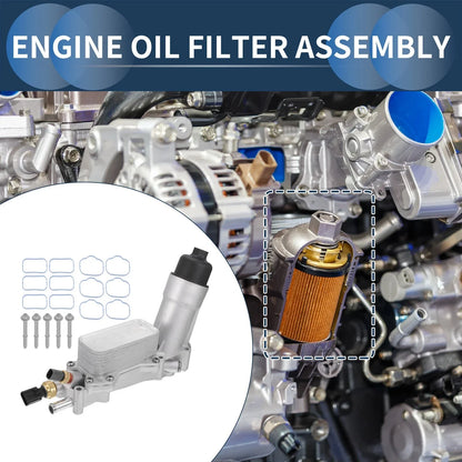 Engine Oil Cooler Filter Housing Set with Gaskets for Chrysler 200 (2011-2014)