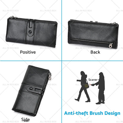 Leather Phone Wallet Clutch Purse for Women - Card Cash Coin Holder