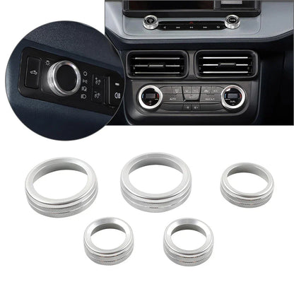 AC Headlight Switch Knob Ring for Ford Maverick (2022-2023) Silver