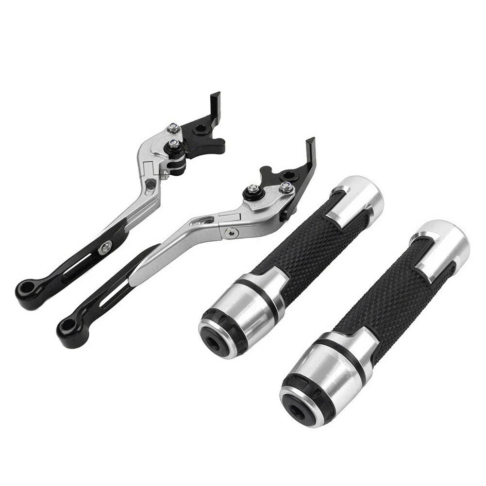 Silver Extendable Brake Clutch Levers & Handlebar Grips for Kawasaki Z1000