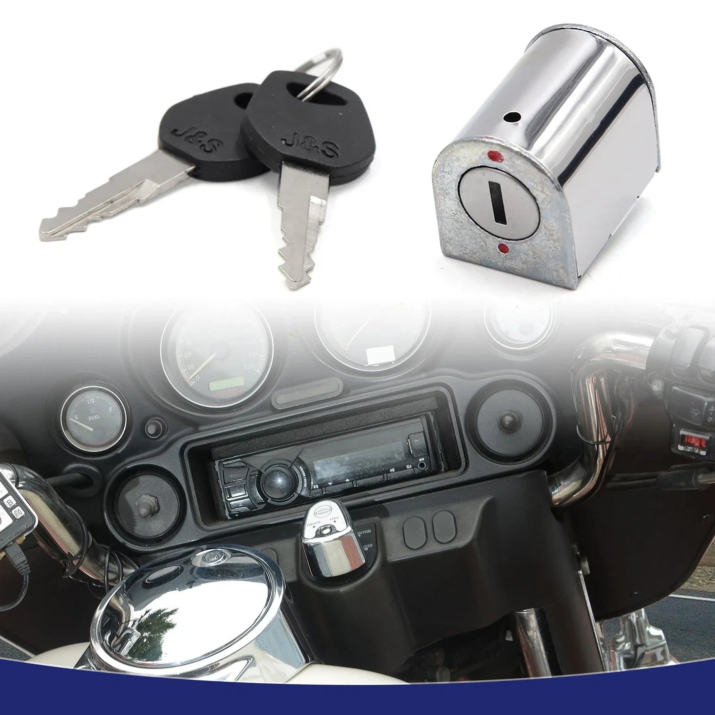 Stainless Steel Motorcycle Steering Lock w/ Keys for Honda CG125 (2000-2023)