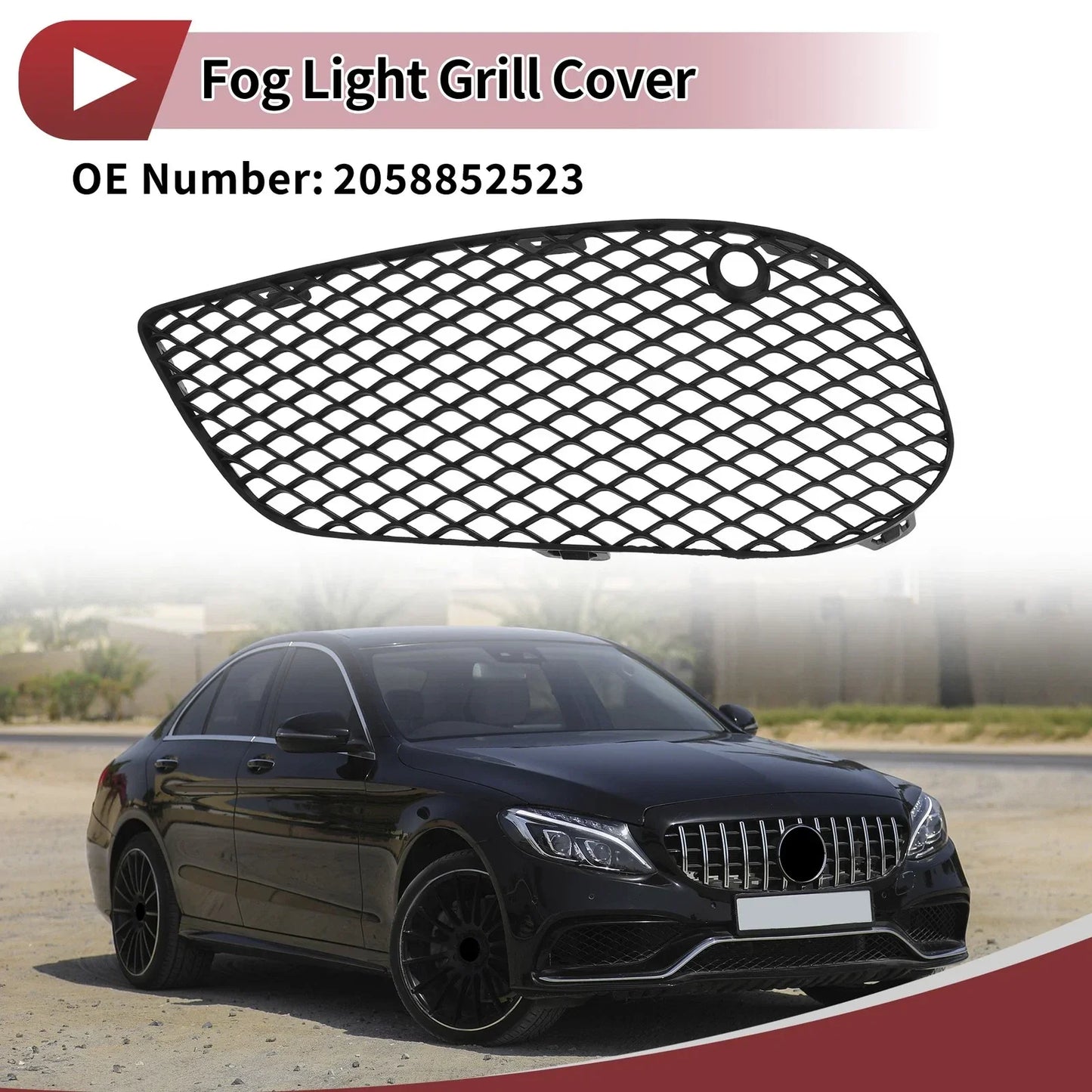 Front Left Fog Light Grill for Mercedes-Benz C350e (2016-2018)