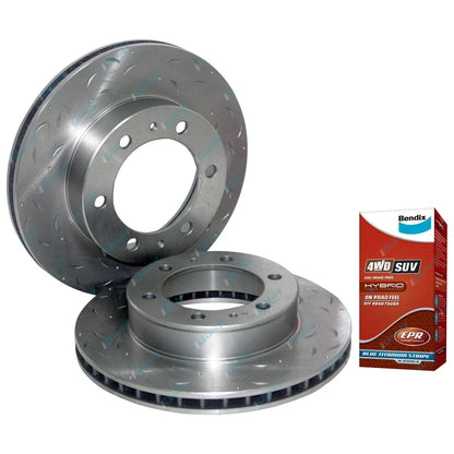 2 Front Slotted Disc Rotor for Hilux 4x4 KUN25 KUN26 GGN25 Brake Pads