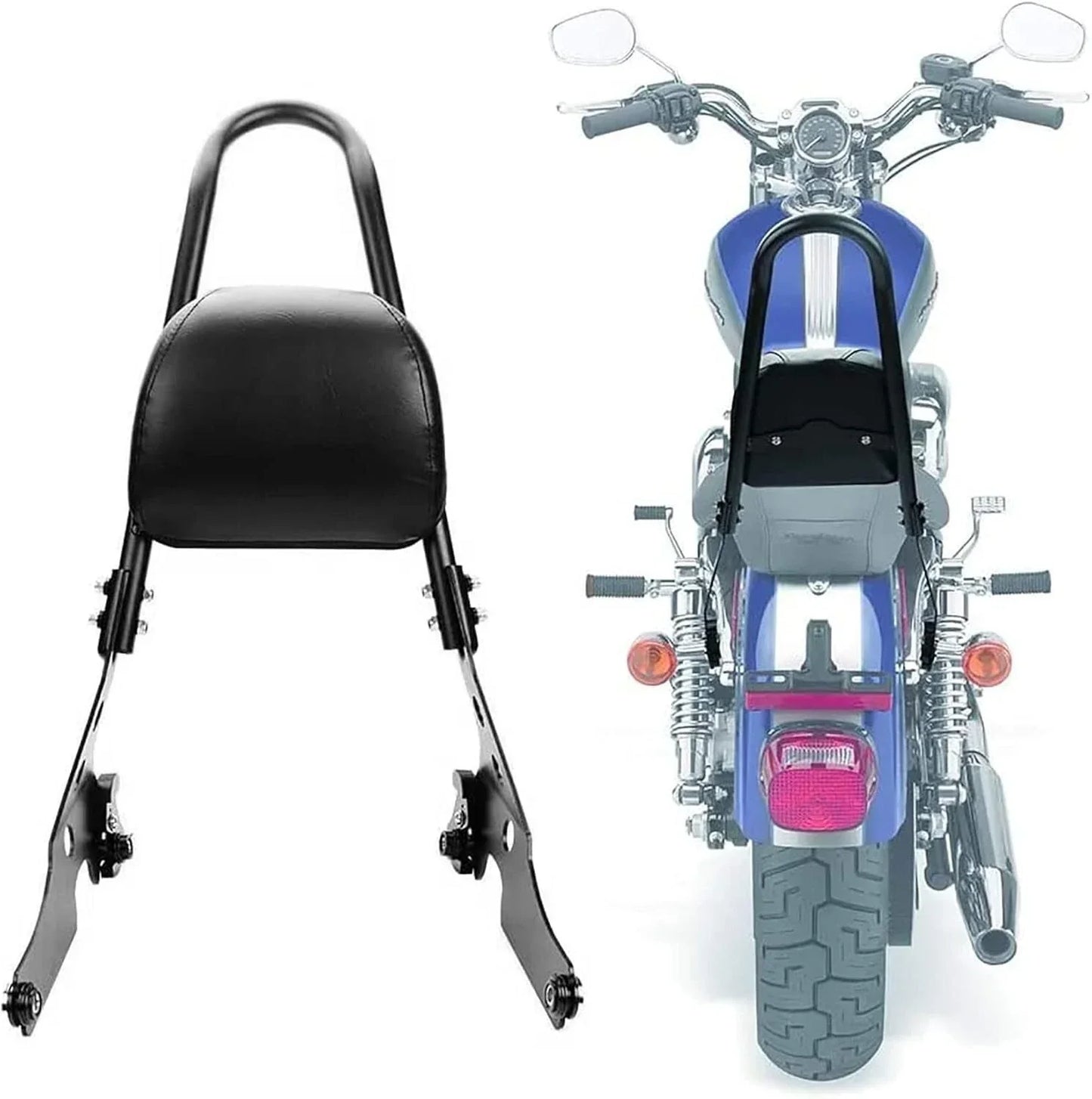 Passenger Backrest Pad Sissy Bar Cushion for Harley Sportster XL 883 1200 (2004-2023)