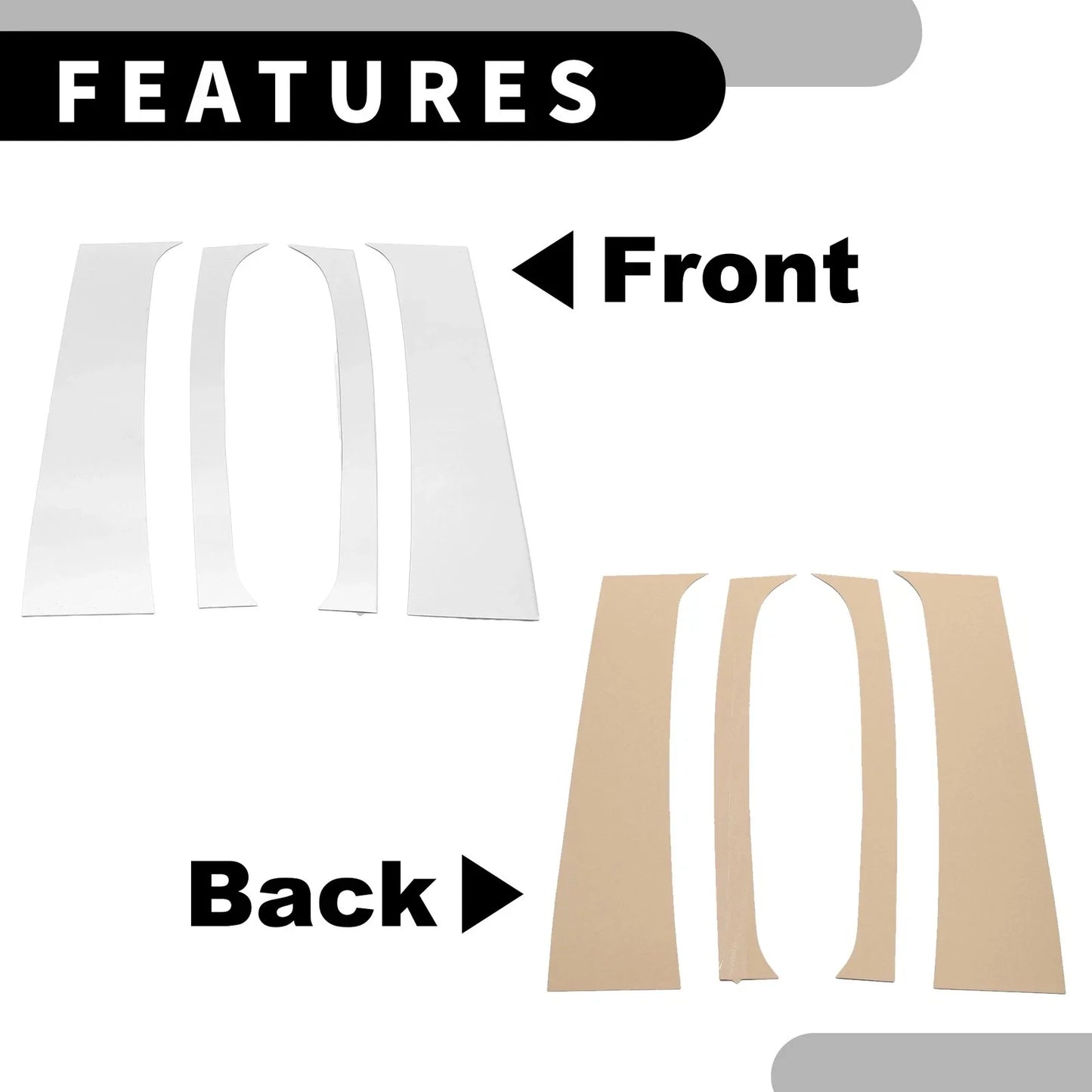 4 Pcs Car Pillar Window Trim for Dodge Ram 1500 (1994-2001) Chrome Silver Tone