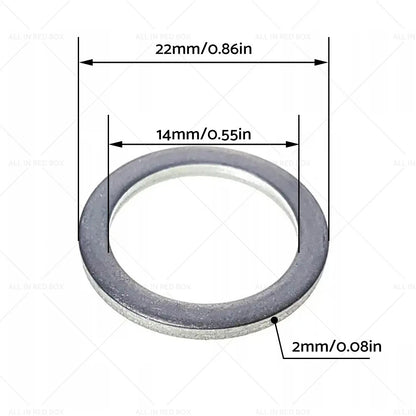 50 x Aluminum Engine Oil Crush Washers for Car Drain Plug Gaskets (14mm ID)