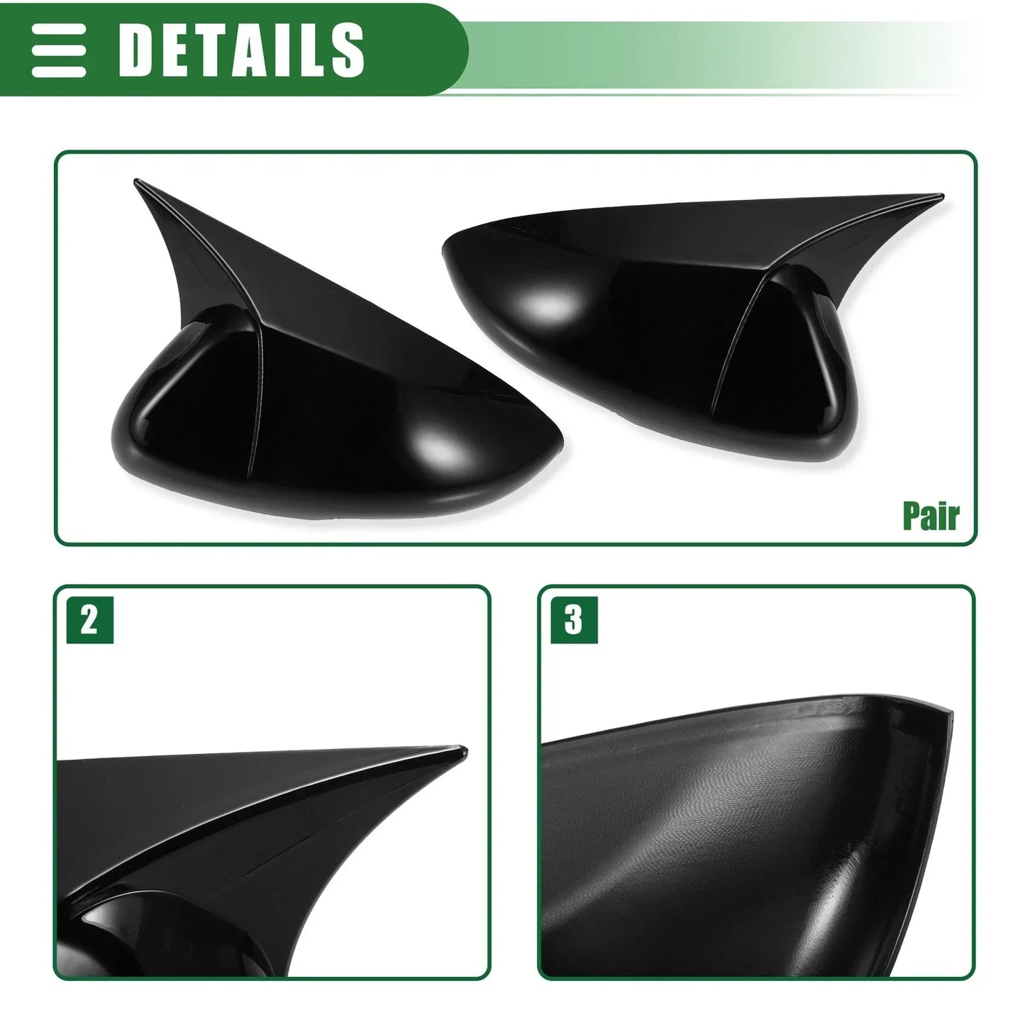 Car Rearview Mirror Cover Caps for Honda Accord (2018-2021) Gloss Black