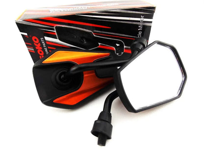 Black Orange Hex Soko Mirrors for Yamaha XJ900 (1983-1994)