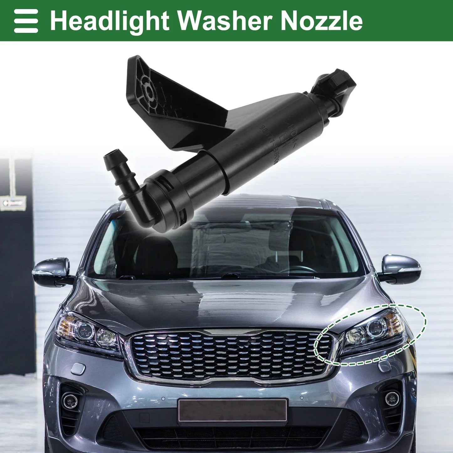Front Driver Side Headlight Washer Nozzle for Hyundai Santa Fe (2013-2018)