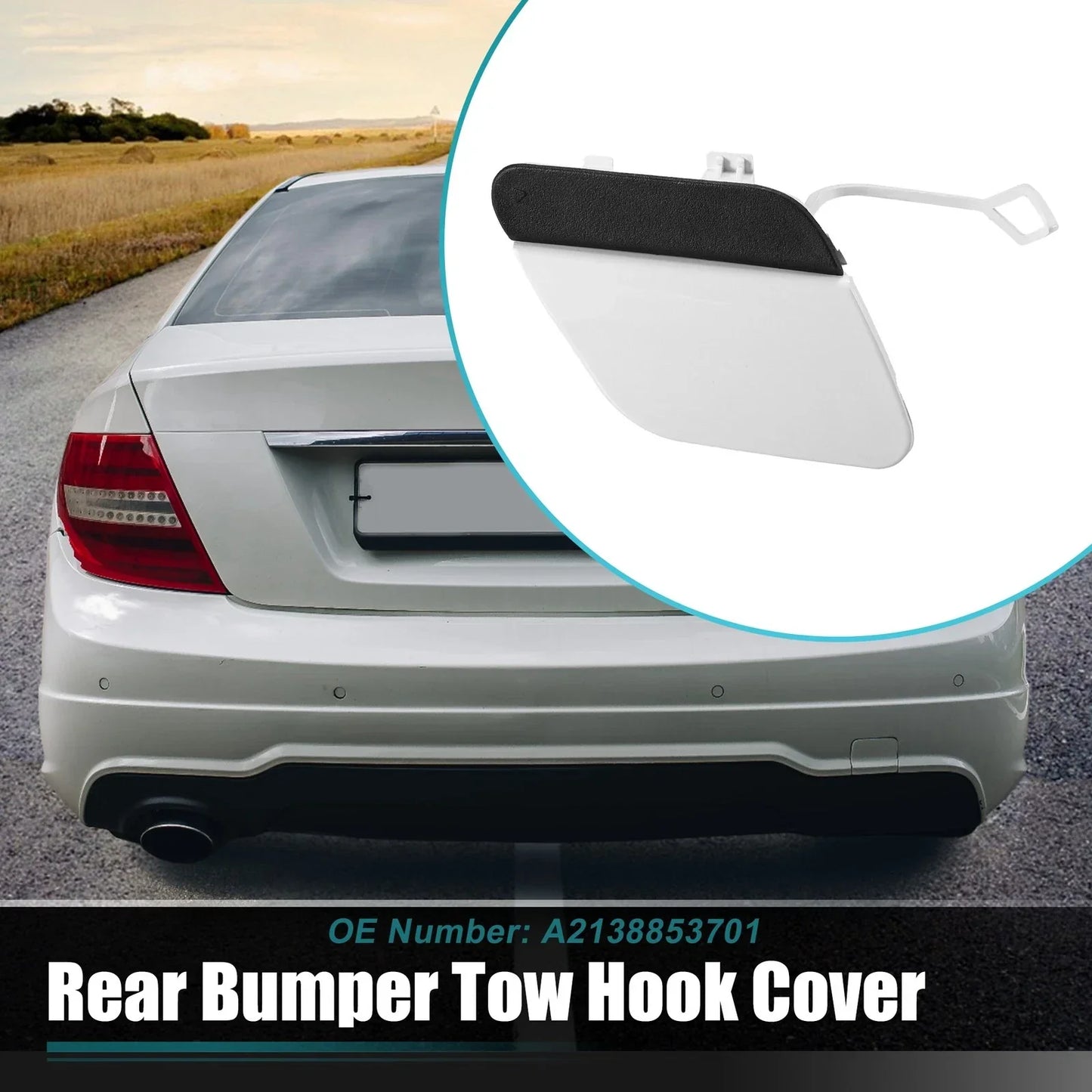 Rear Bumper Tow Hook Cap for Mercedes E-Class (2017-2020) White