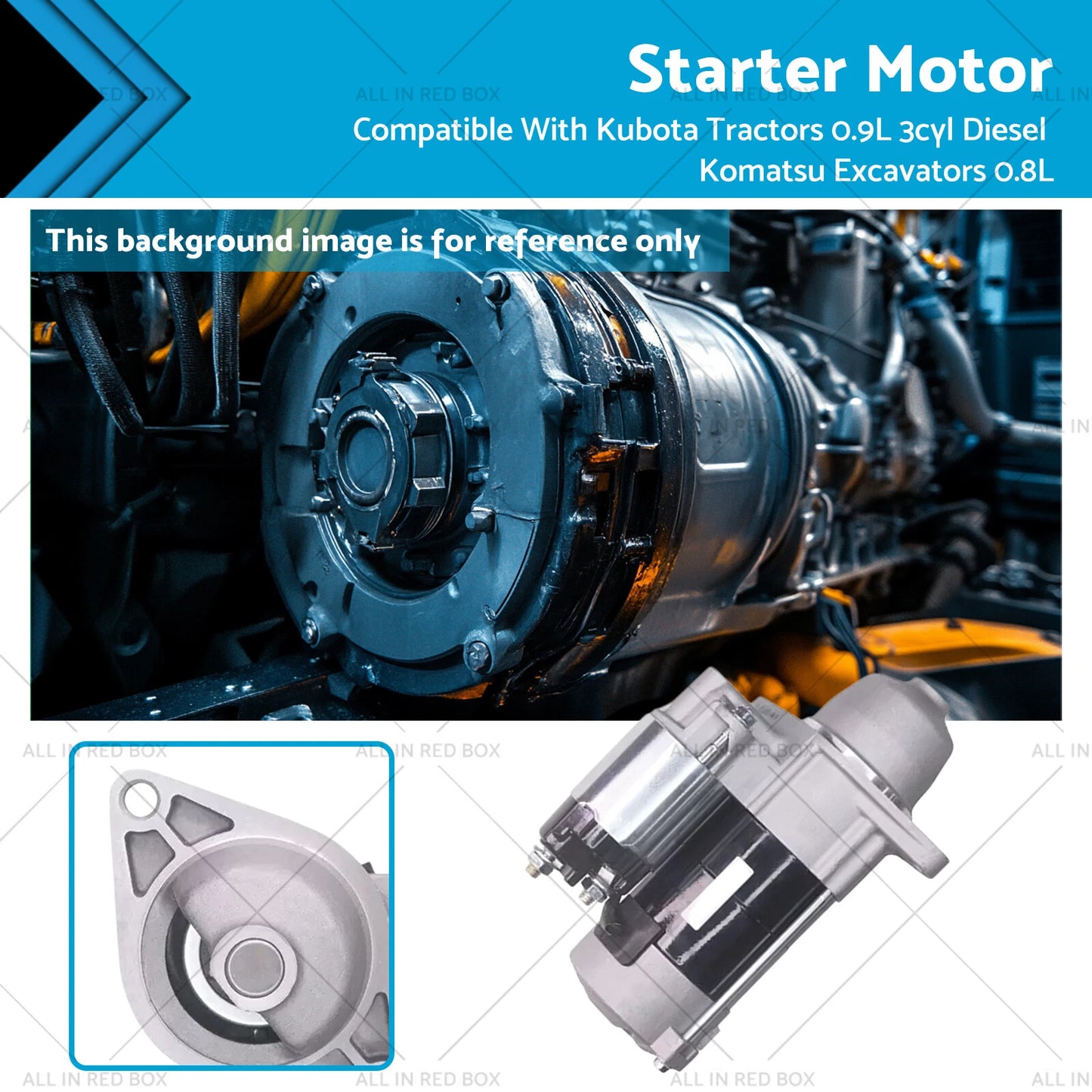 Starter Motor for Kubota Tractors 0.9L, Komatsu Excavators 0.8L