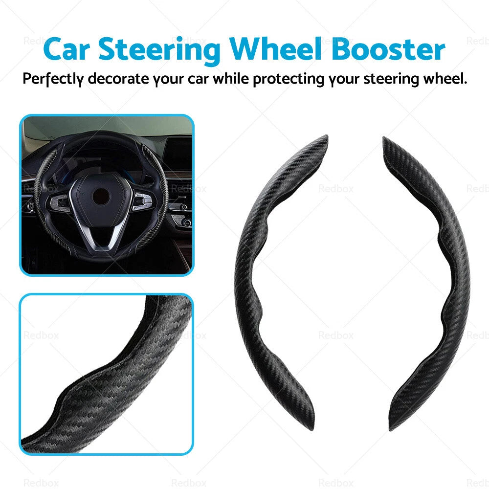 Black Carbon Fiber Steering Wheel Booster Cover for Car Accessories