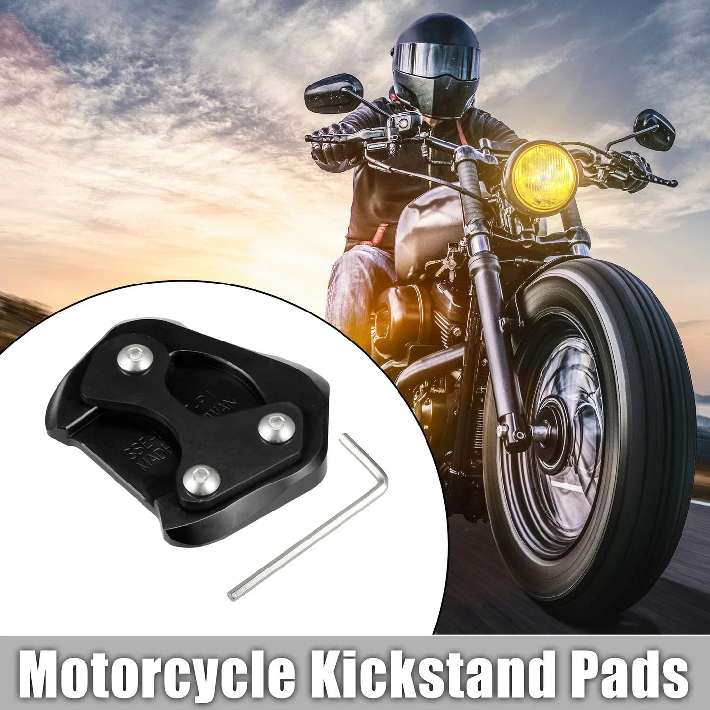 Kickstand Pad Set Aluminum Alloy for HONDA CB200X (2021-2022) Black