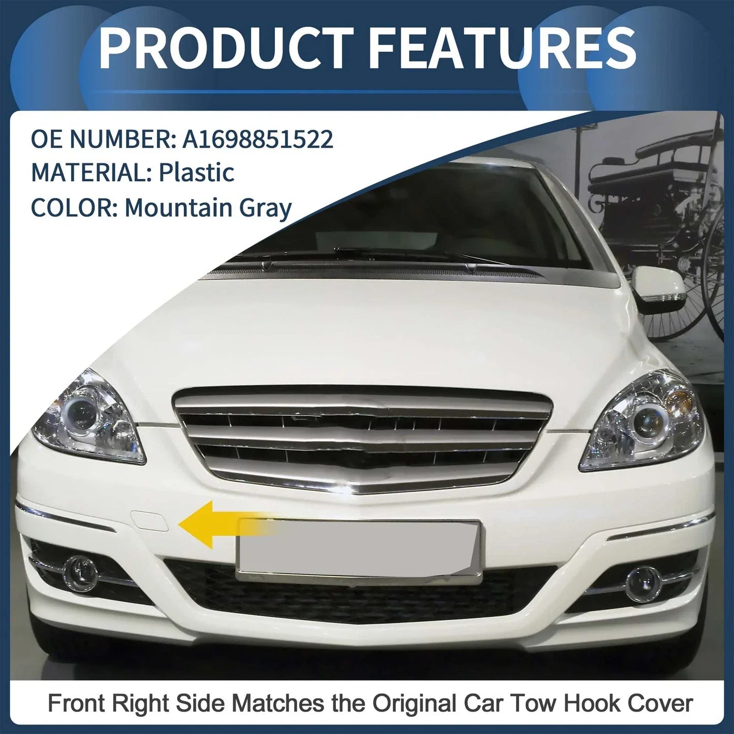 Front Bumper Tow Hook Cap for Mercedes-Benz B-Class (2005-2011)