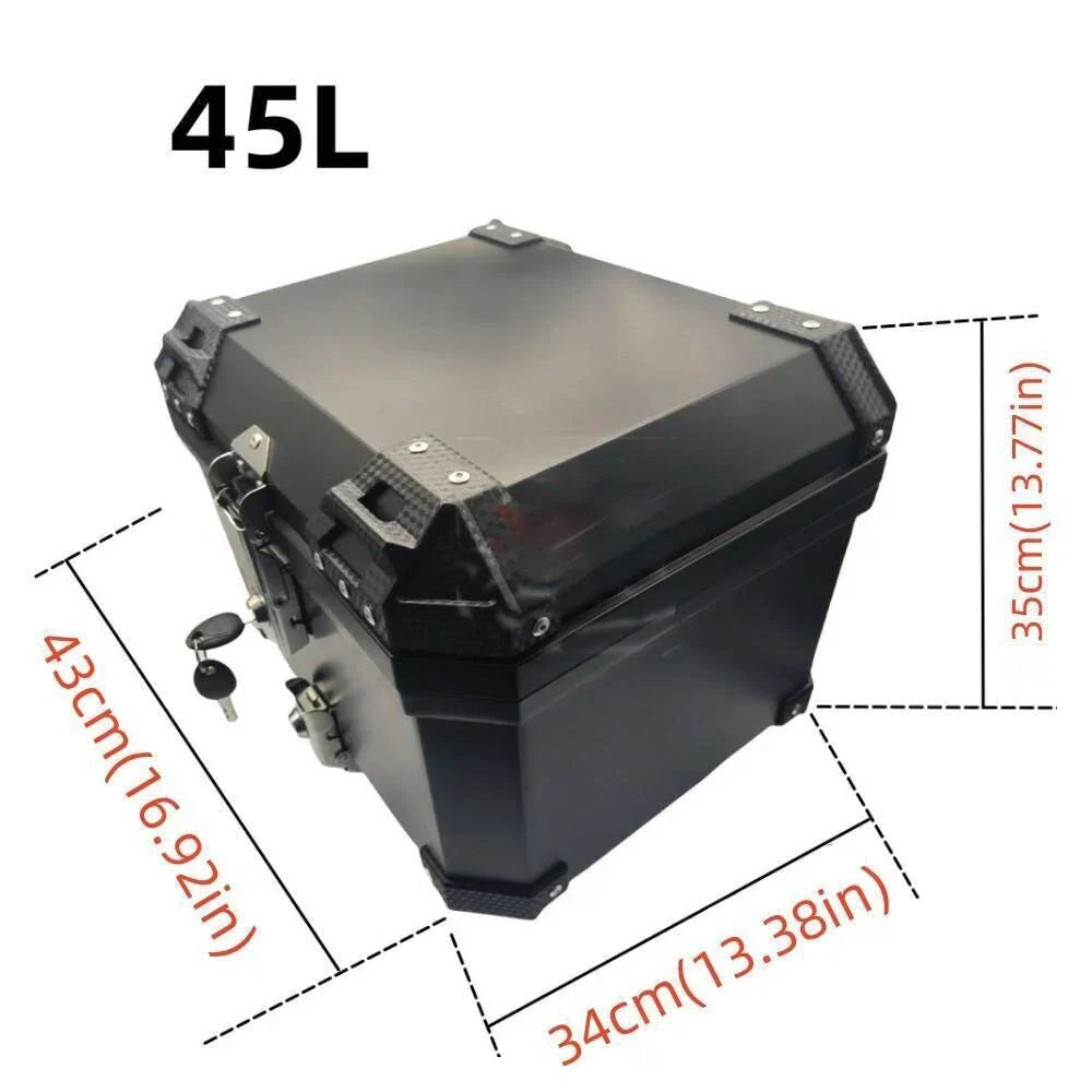 45L Motorcycle Rear Top Box Luggage Tail Carrier Case + Mounting Plate