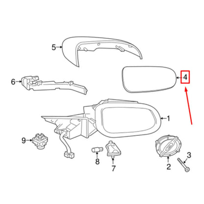 Replacement Right Mirror Glass for Jaguar Vanden Plas XF XJ XJ8 XK XE I-PACE