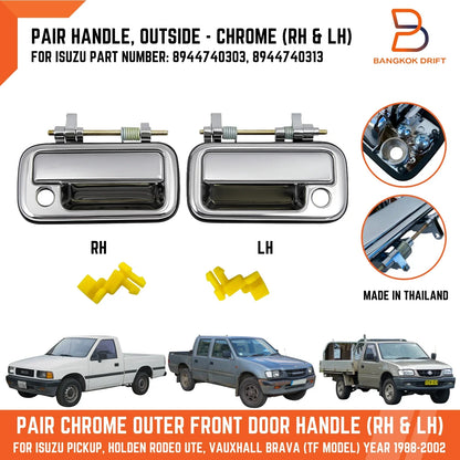 Chrome Outside Front Door Handles for Holden Rodeo TF Ute (1997-2003)