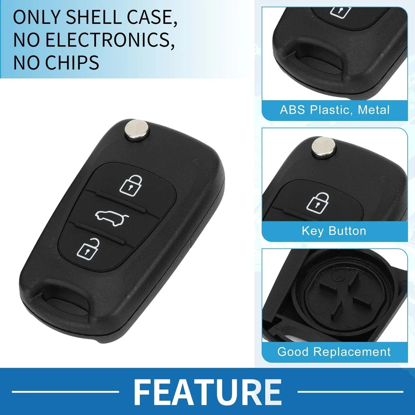 Keyless Entry Remote Key Shell Case for Hyundai i20 i30 i35 iX20 iX35 (2010-2020)