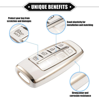 Keyless Smart Key Fob Case for Hyundai G80 GV80 8 Button TPU White (2021-2023)