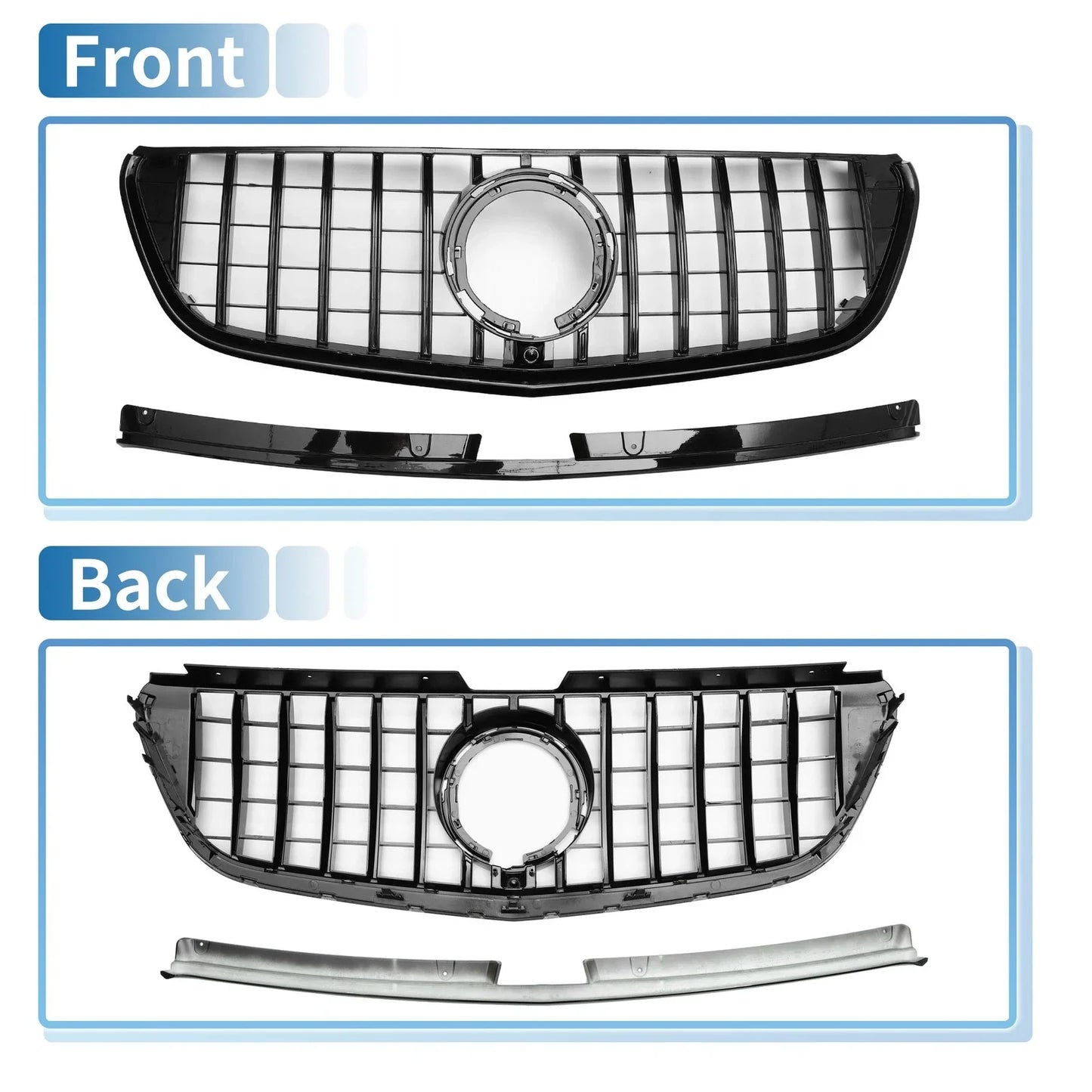 Front Upper Bumper Grille for Mercedes-Benz W447 (2016-2020) Black