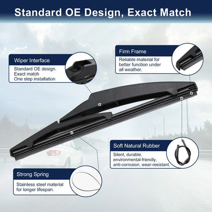 2 x 200mm 8" Rear Windshield Wiper Blades for Lexus CT200h (2011-2016)