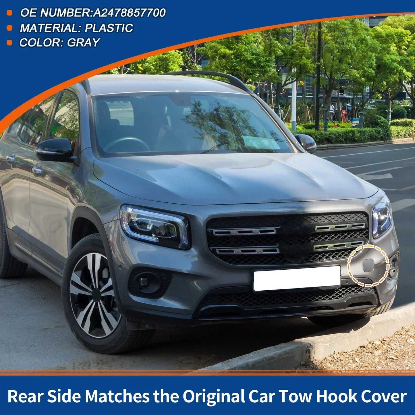 Front Bumper Tow Hook Cover for Mercedes GLB X247 W247 (2019-2023) Gray