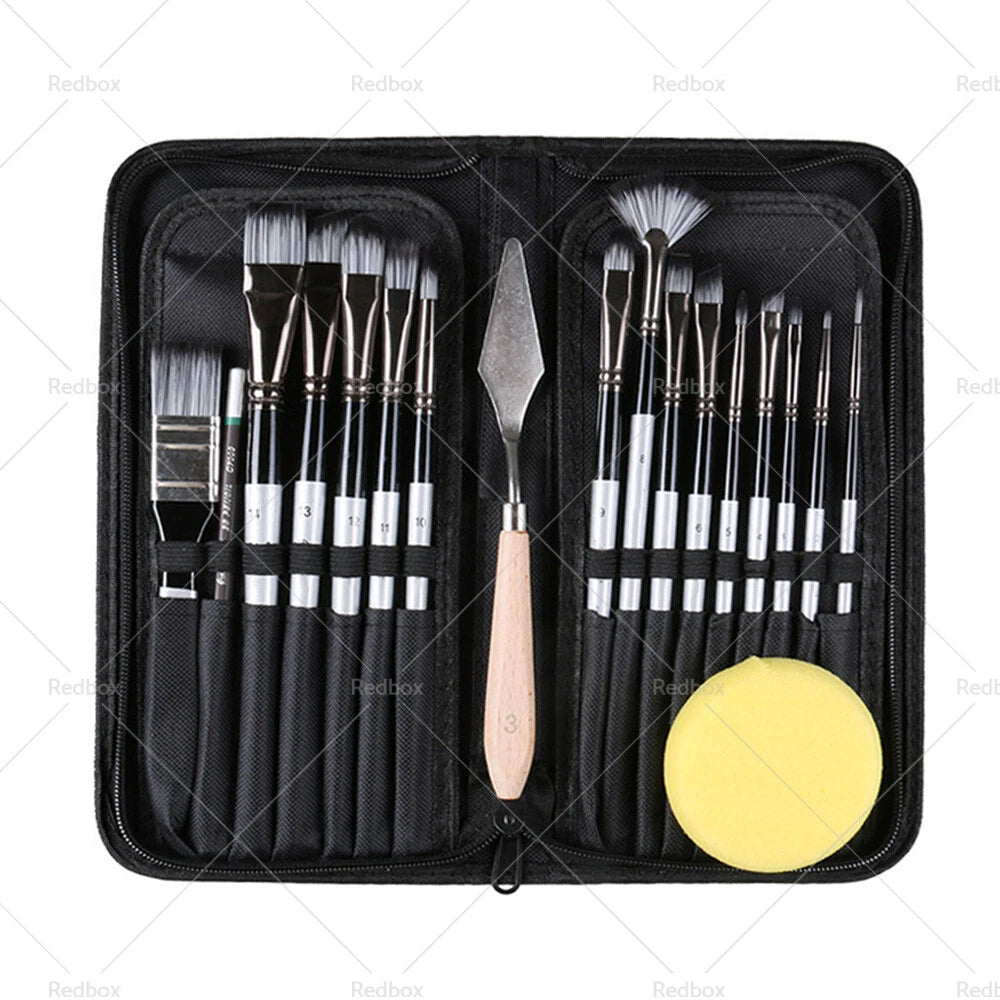 19PCS Artist Paint Brushes Set for Watercolour Acrylic Oil Painting