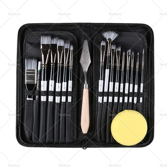 19PCS Artist Paint Brushes Set for Watercolour Acrylic Oil Painting