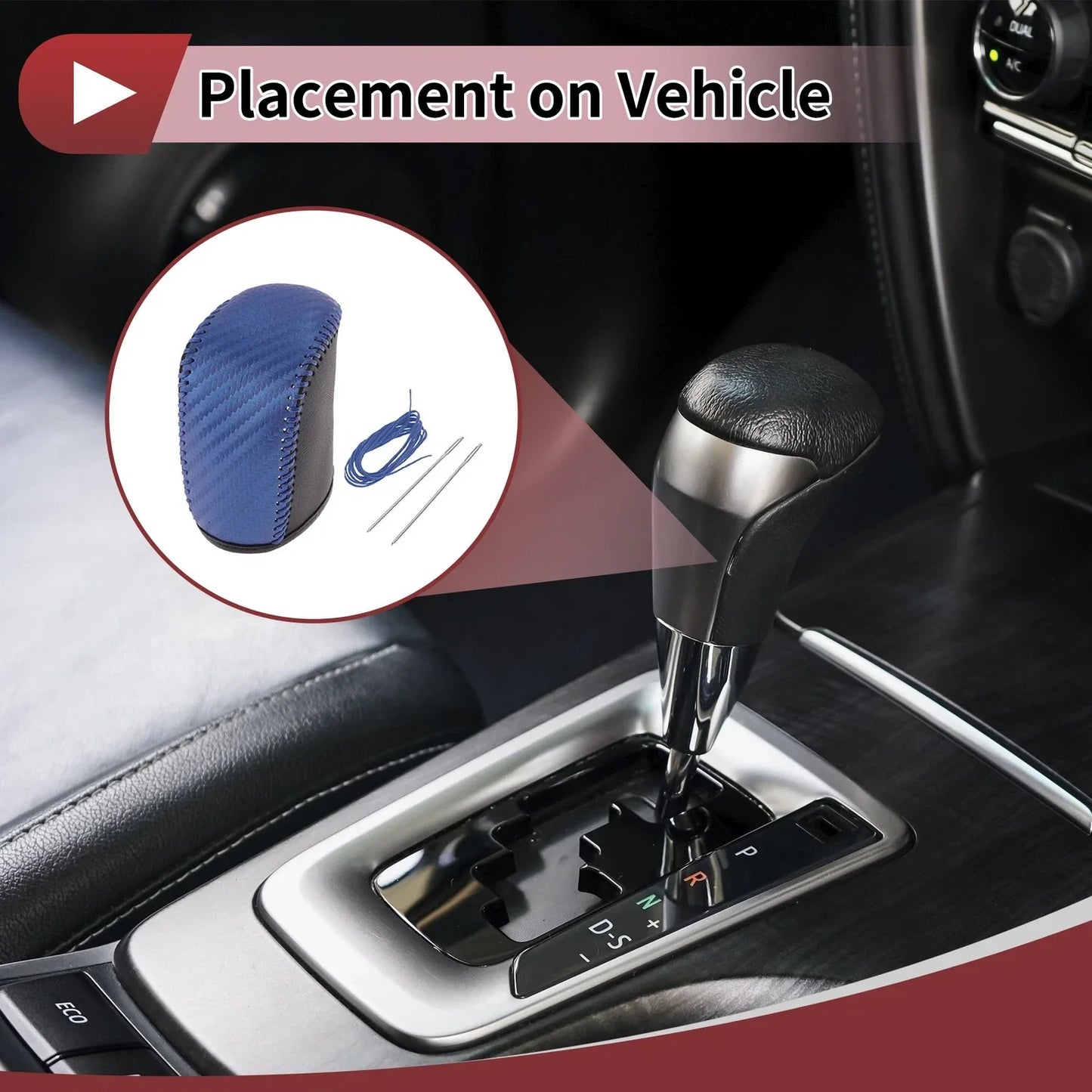 Dodge Journey Gear Shift Knob Cover 2011-2020 Black Blue Faux Leather