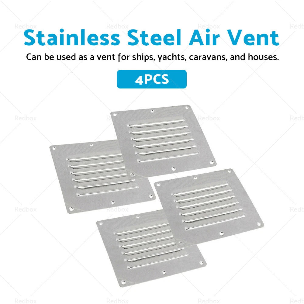 4 x Stainless Steel Rectangular Air Vents for Caravan Boat Home