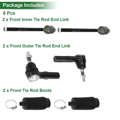 6pcs Front Suspension Kit Tie Rod Ends with Boots for Dodge Dakota (2005-2011)