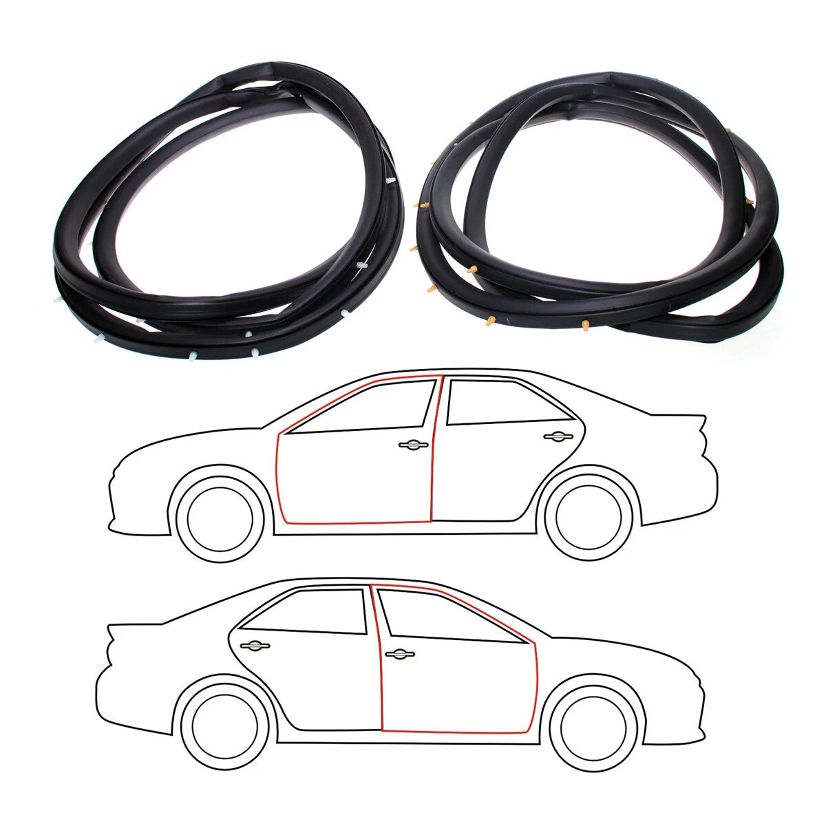 Front Door Weatherstrip Set for Honda Accord DX LX Sedan 1994-1997