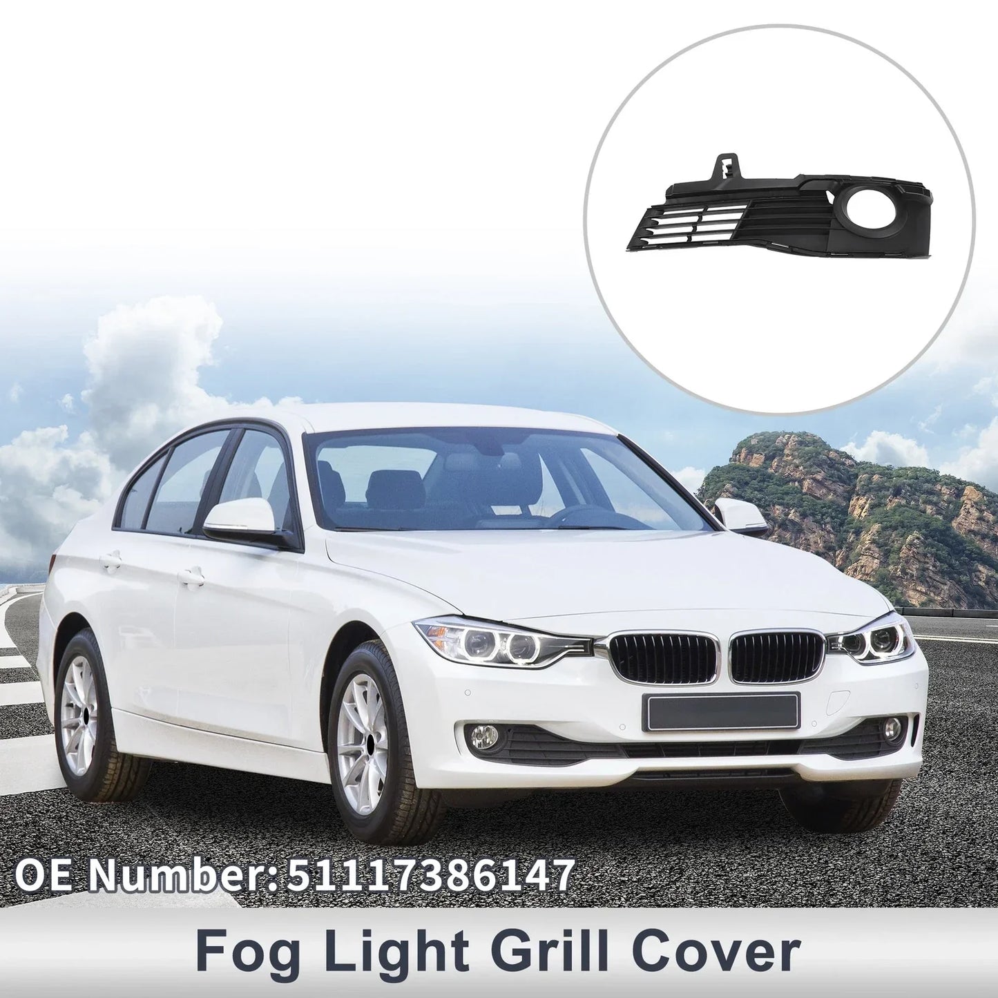 1 Pc Front Left Fog Light Grill for BMW 3 Series (2015-2019)