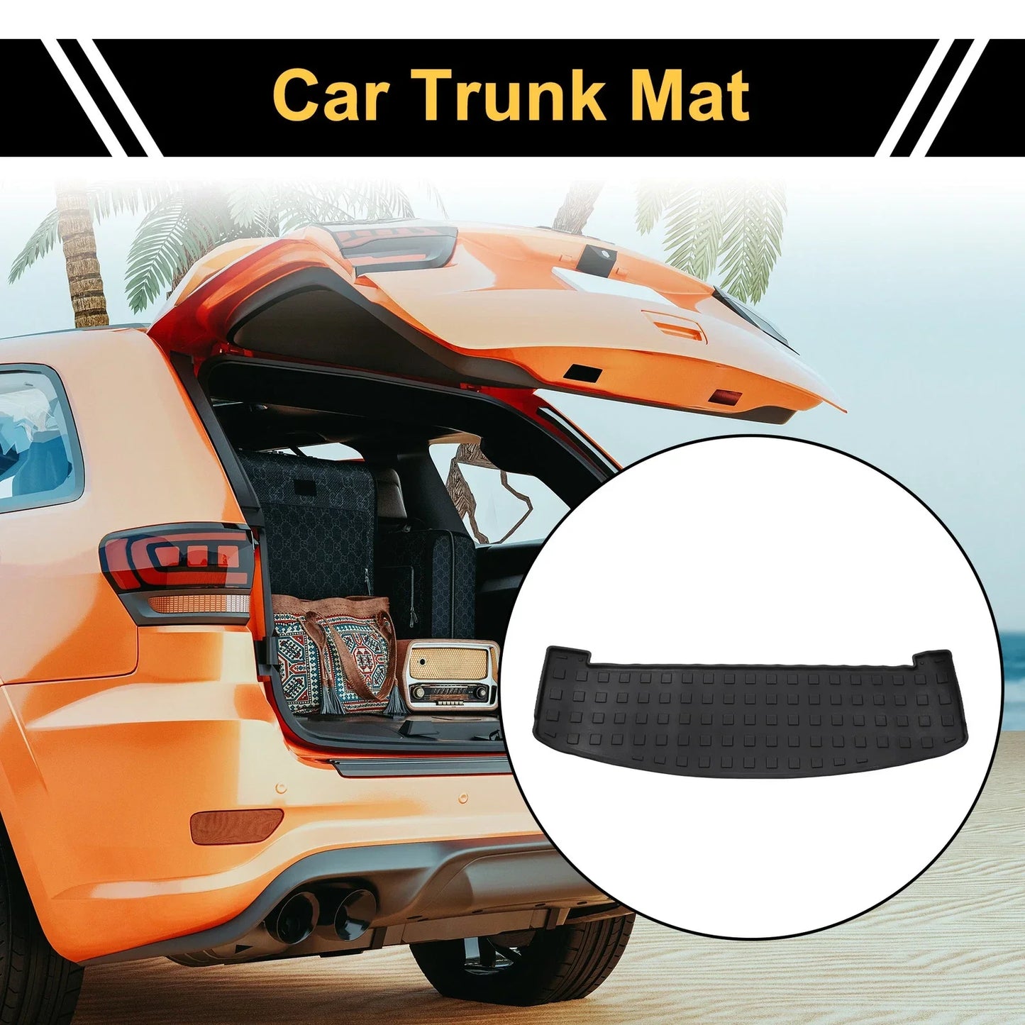 Cargo Liner Rear Trunk Mat for Hyundai Santa Fe (2024-2025) Square Grid TPE