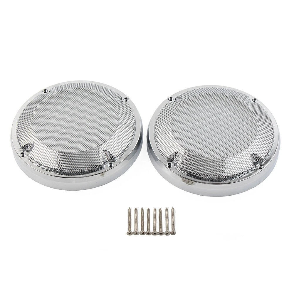 6.5" Saddlebag Lid Speaker Grill Covers for Harley Touring (1983-2020)  Chrome